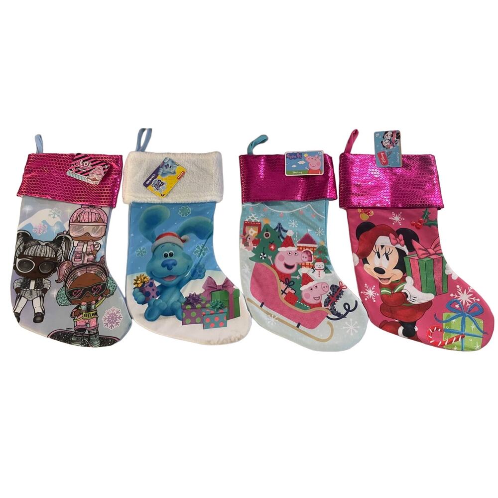 New 4 Pack Christmas Stocking Peppa Pig Blues Clues Minnie Mouse LOL Surprise